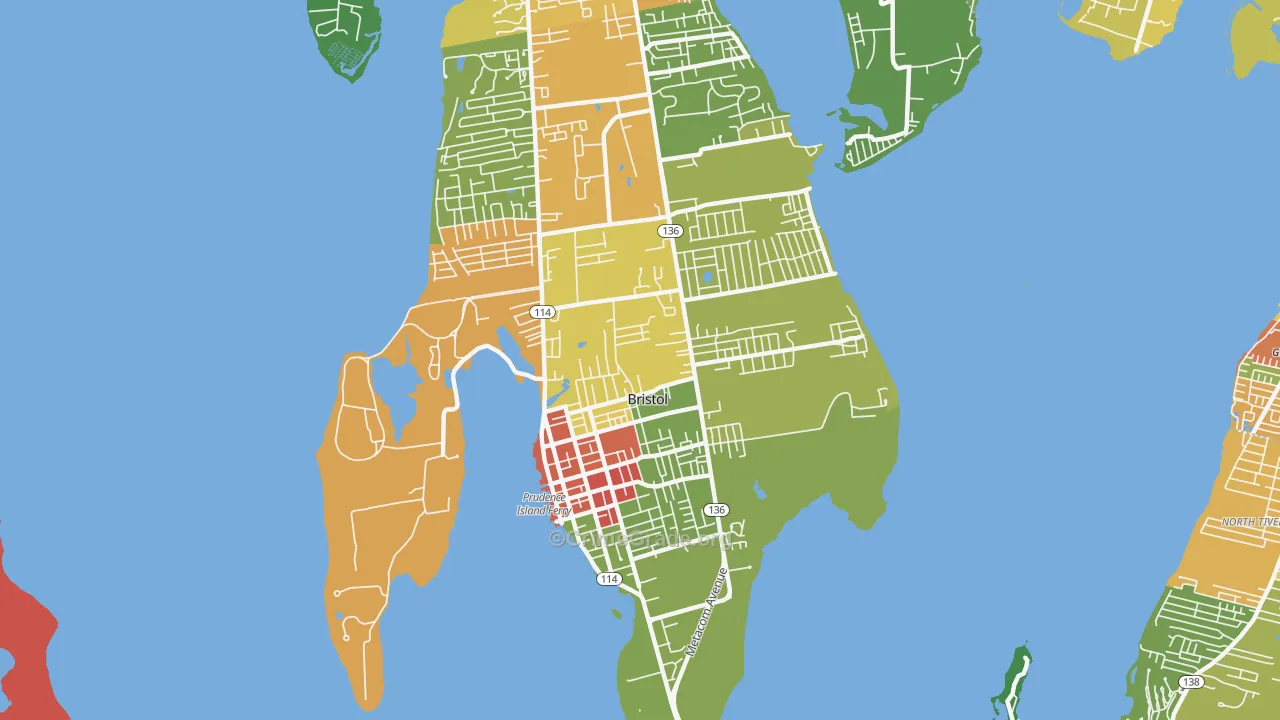 Bristol, RI Map of Drug-Related Crime Rates