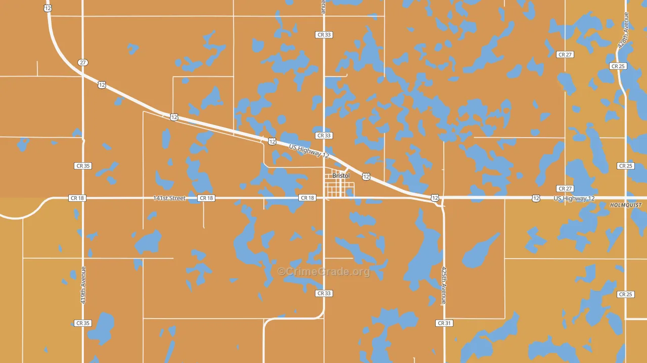 Bristol, SD Map of Drug-Related Crime Rates