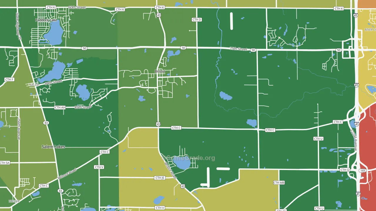 Bristol, WI Map of Drug-Related Crime Rates
