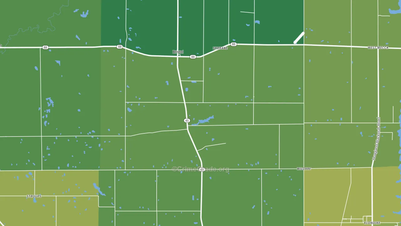 Bristolville, OH Map of Drug-Related Crime Rates