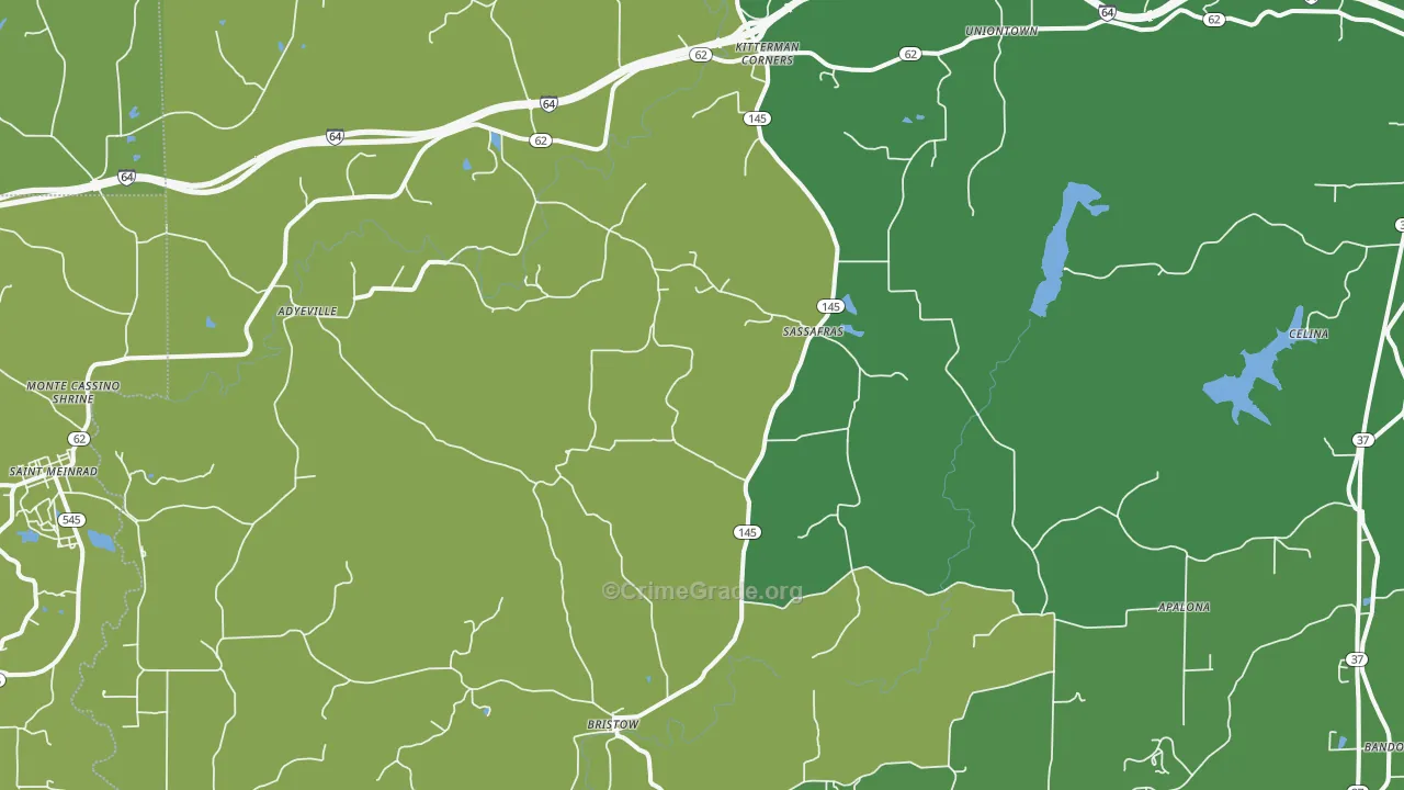 Bristow, IN Map of Drug-Related Crime Rates