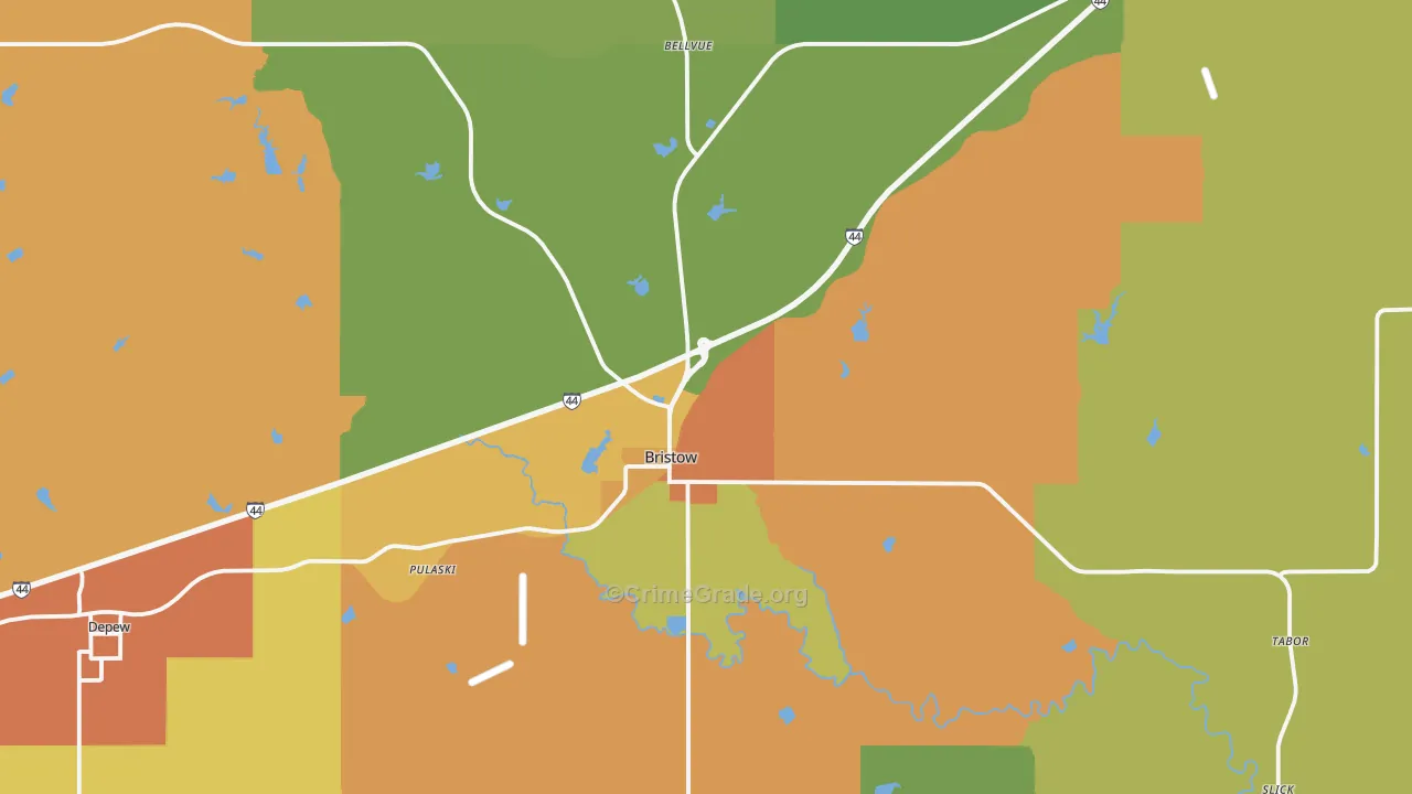 Bristow, OK Map of Drug-Related Crime Rates