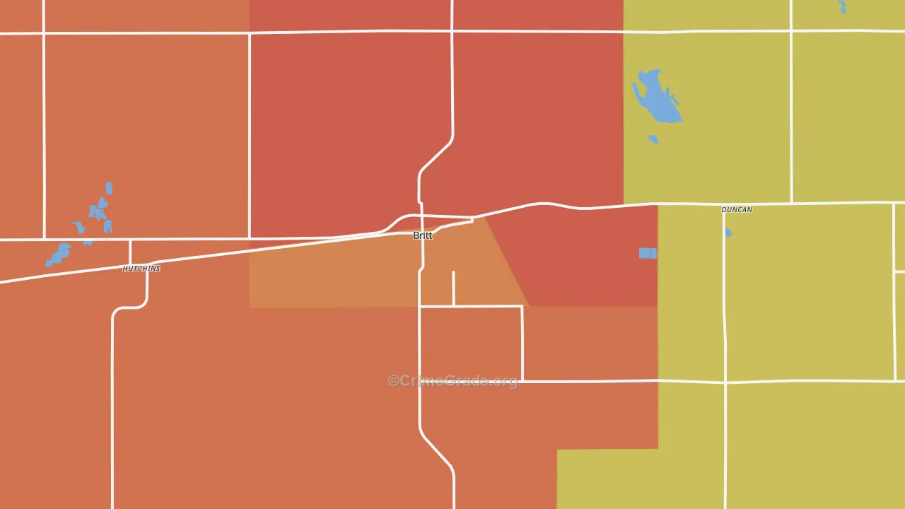 Britt, IA Map of Drug-Related Crime Rates