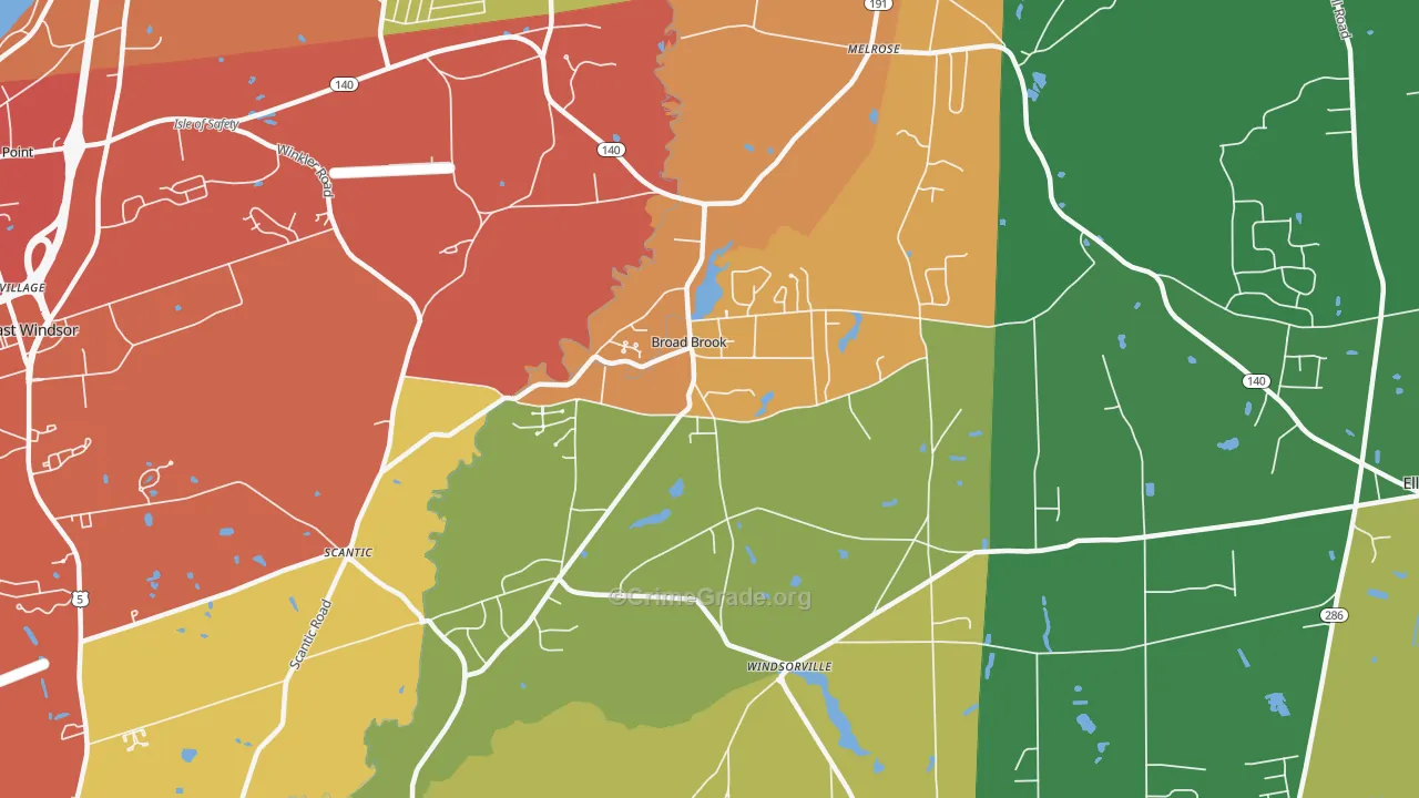 Broad Brook, CT Map of Drug-Related Crime Rates