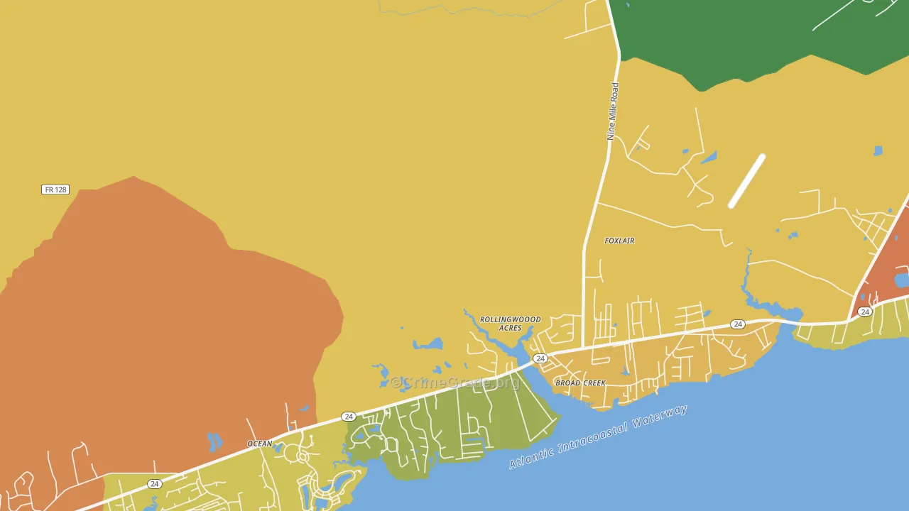 Broad Creek, NC Map of Drug-Related Crime Rates