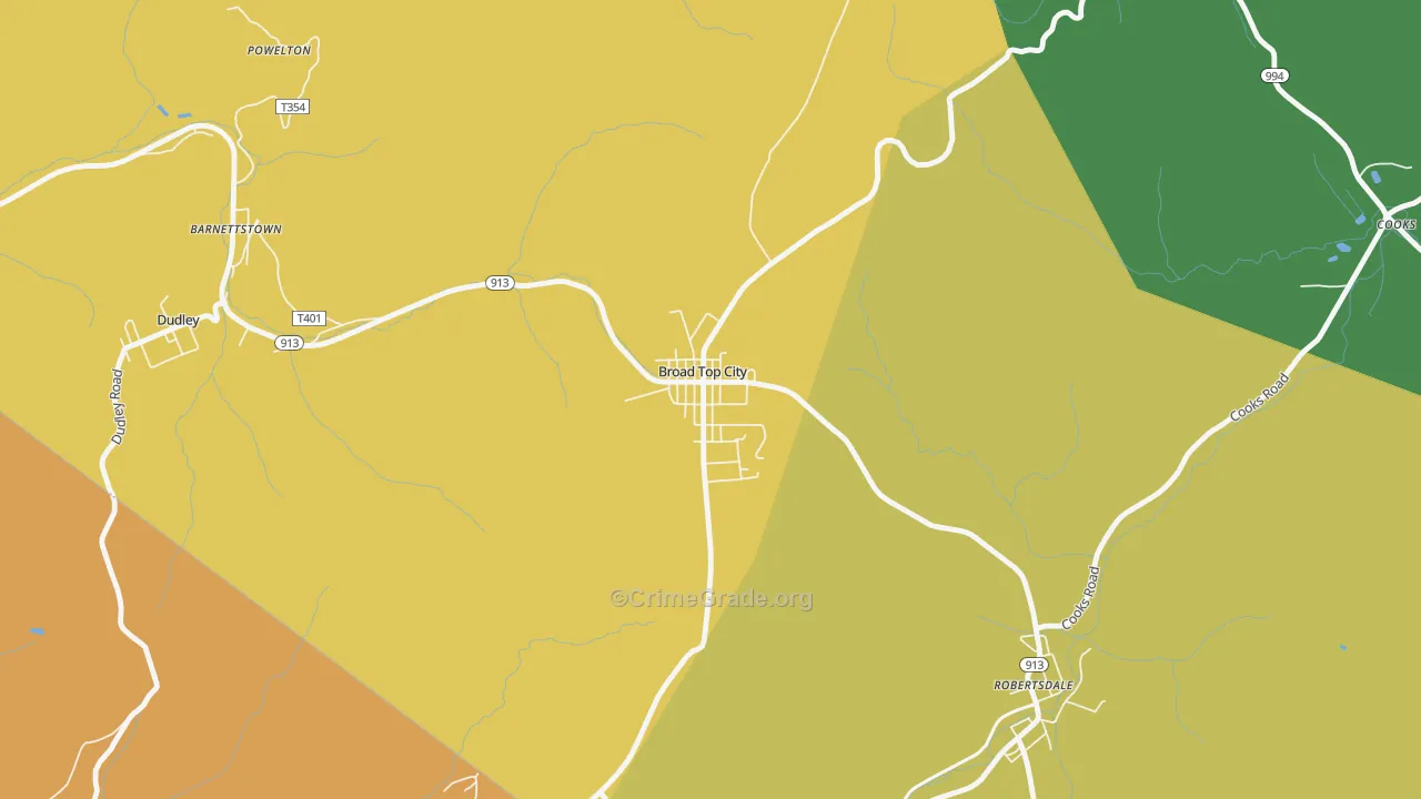Broad Top City, PA Map of Drug-Related Crime Rates