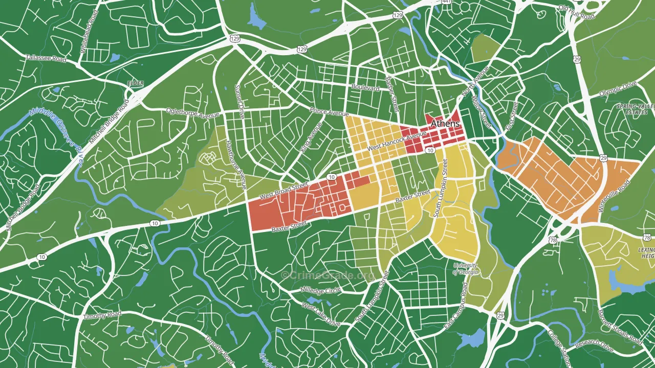 Broadacres Homes, Athens, GA Map of Drug-Related Crime Rates