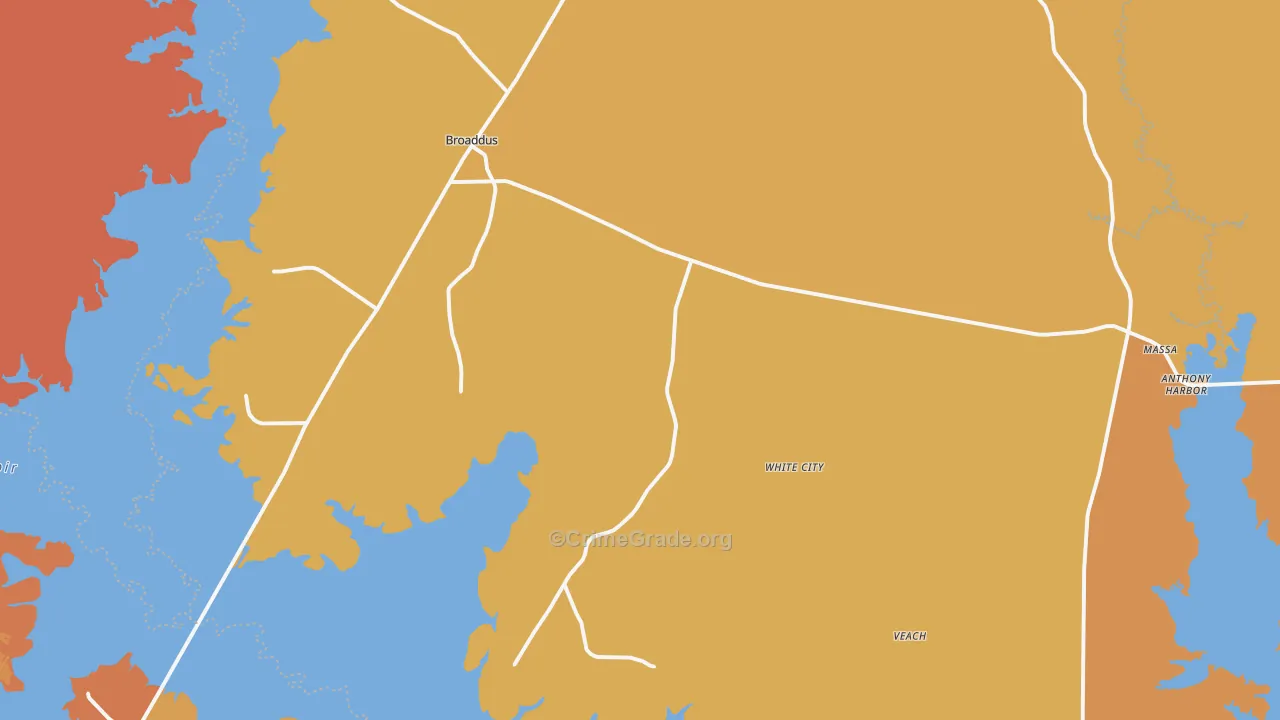 Broaddus, TX Map of Drug-Related Crime Rates
