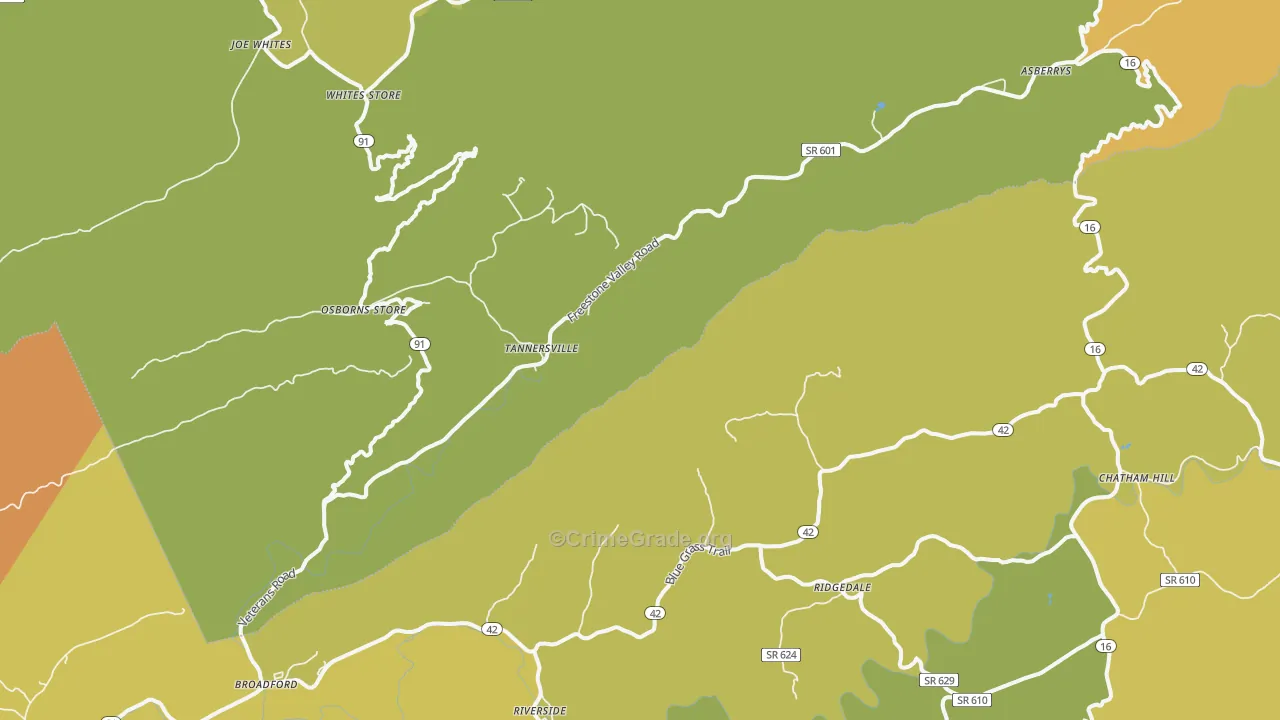 Broadford, VA Map of Drug-Related Crime Rates