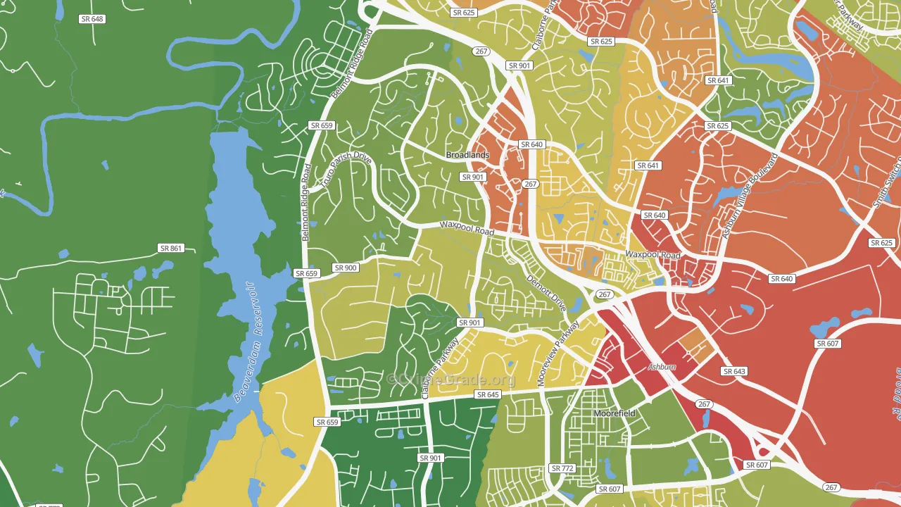 Broadlands, VA Map of Drug-Related Crime Rates