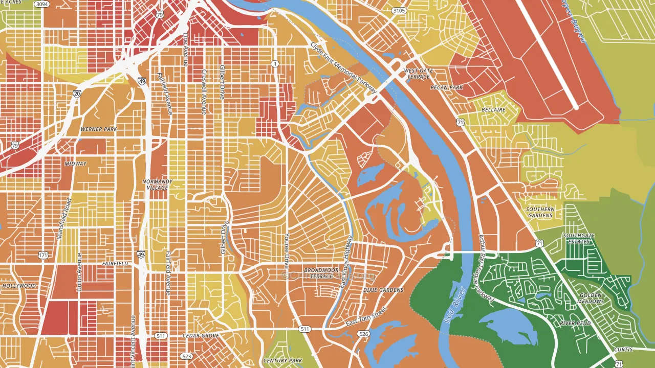 Broadmoor-Anderson Isle-Shreve Isle, Shreveport, LA Map of Drug-Related Crime Rates