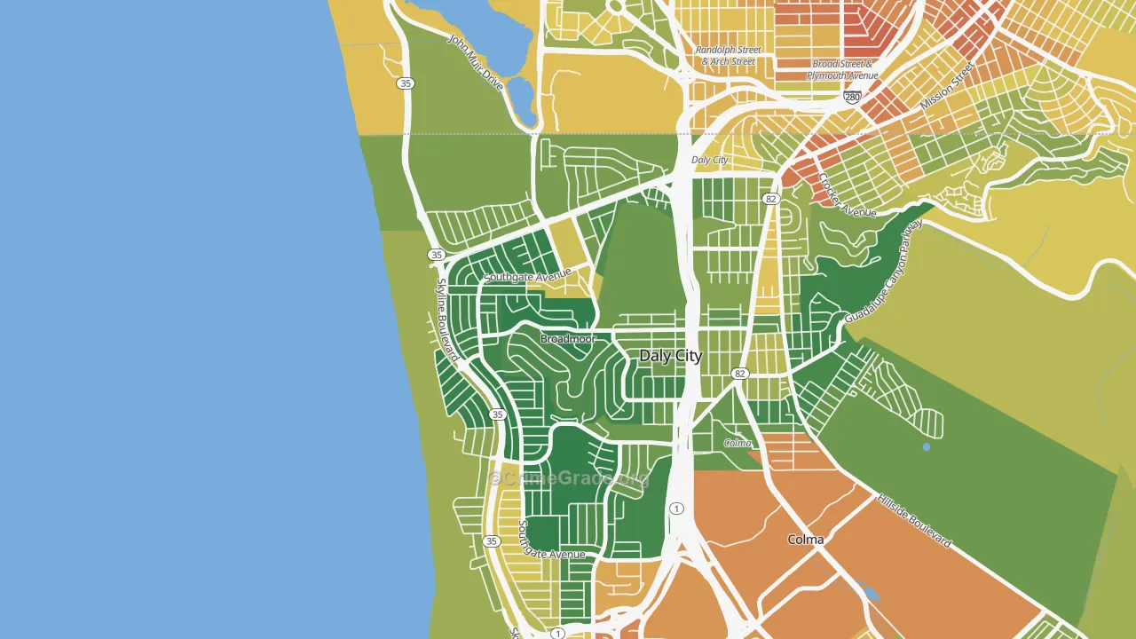 Broadmoor, Daly City, CA Map of Drug-Related Crime Rates