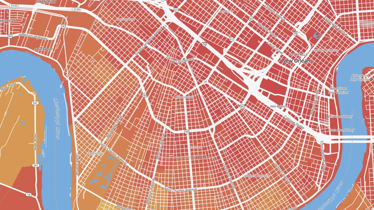 Broadmoor, New Orleans, LA Map of Drug-Related Crime Rates