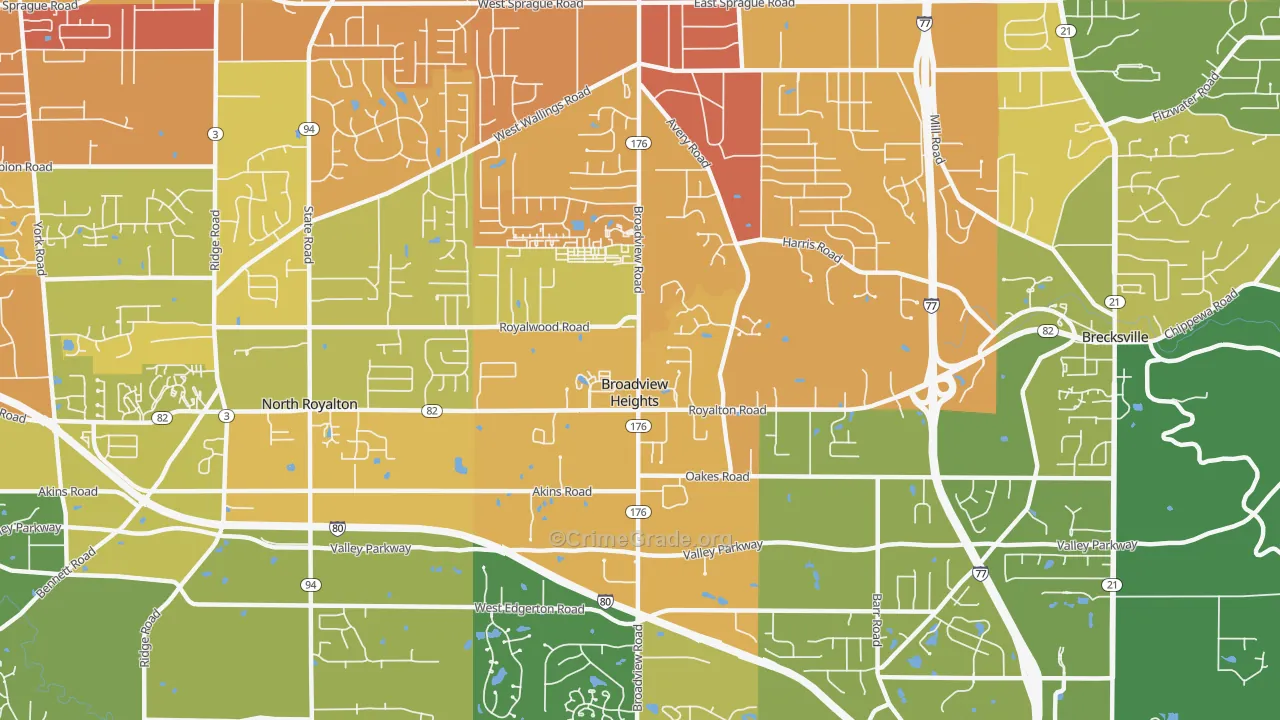 Broadview Heights, OH Map of Drug-Related Crime Rates
