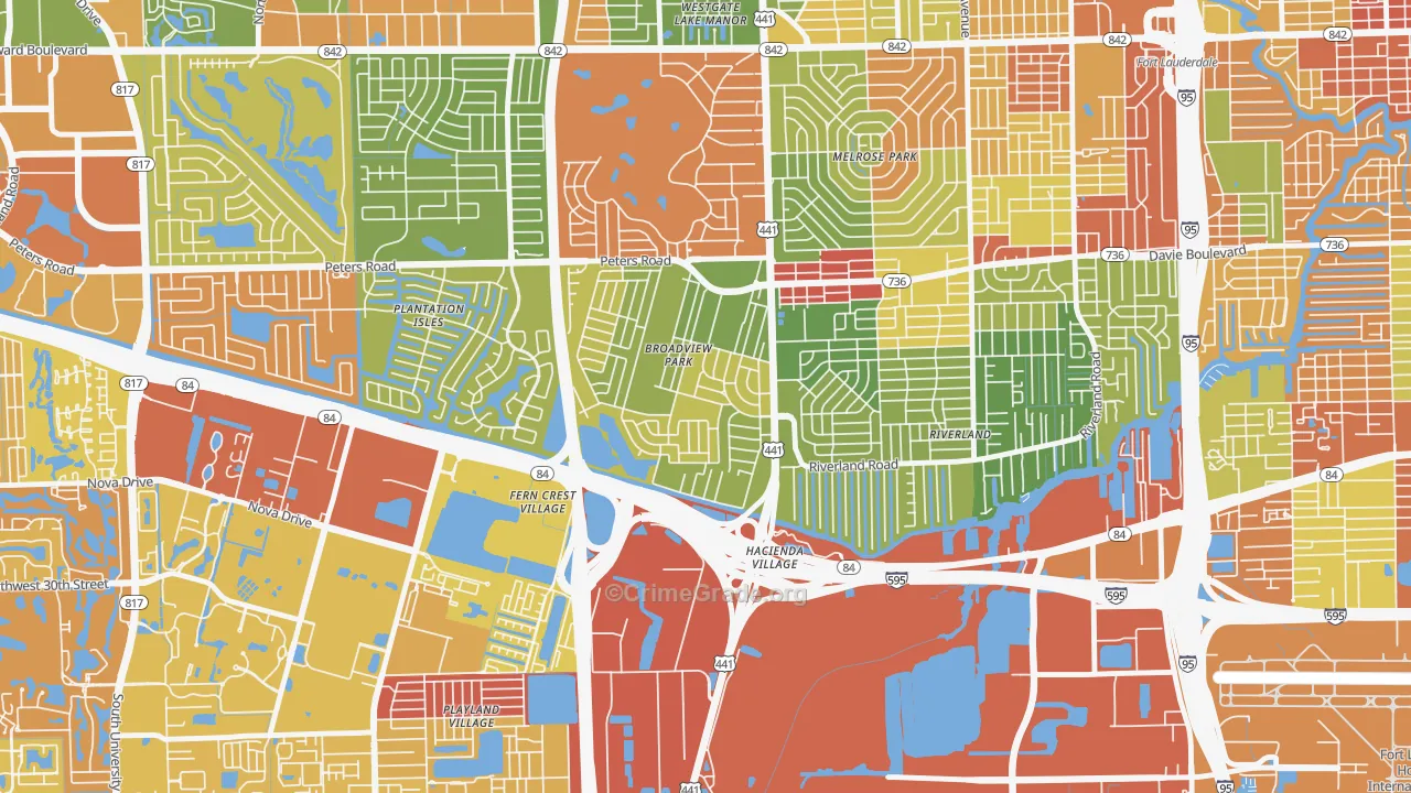 Broadview Park, Fort Lauderdale, FL Map of Drug-Related Crime Rates