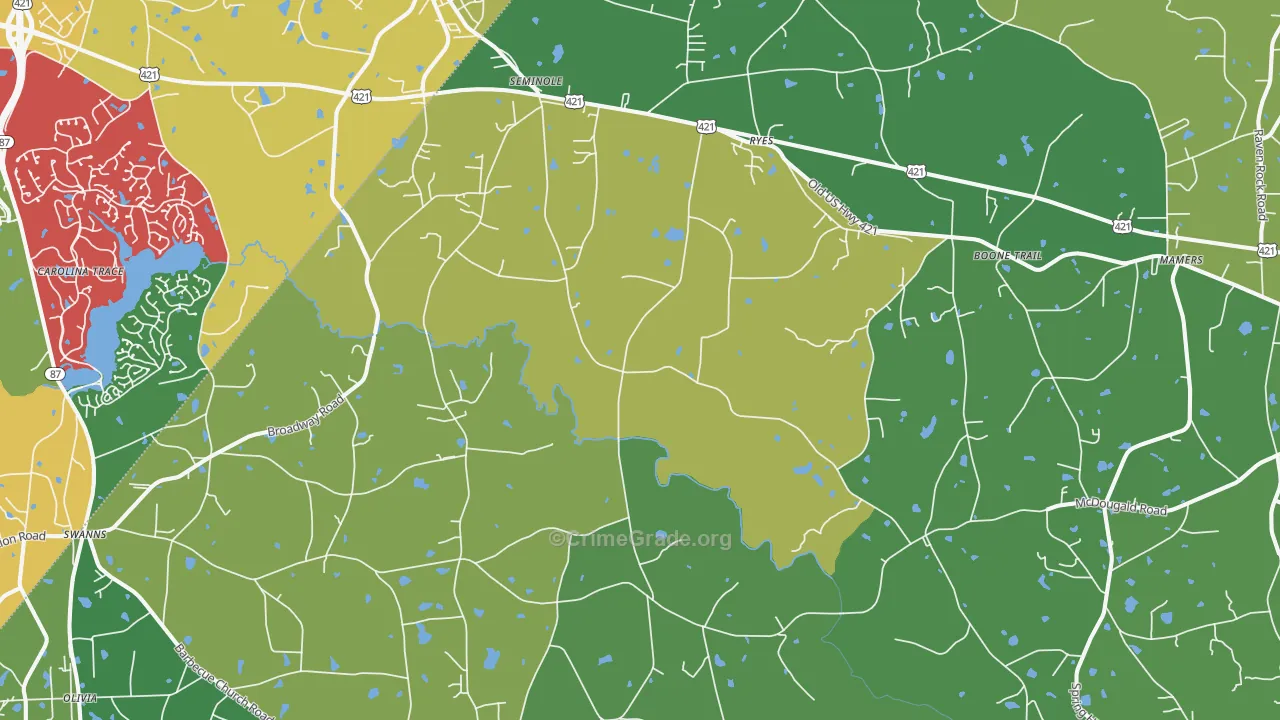 Broadway, NC Map of Drug-Related Crime Rates