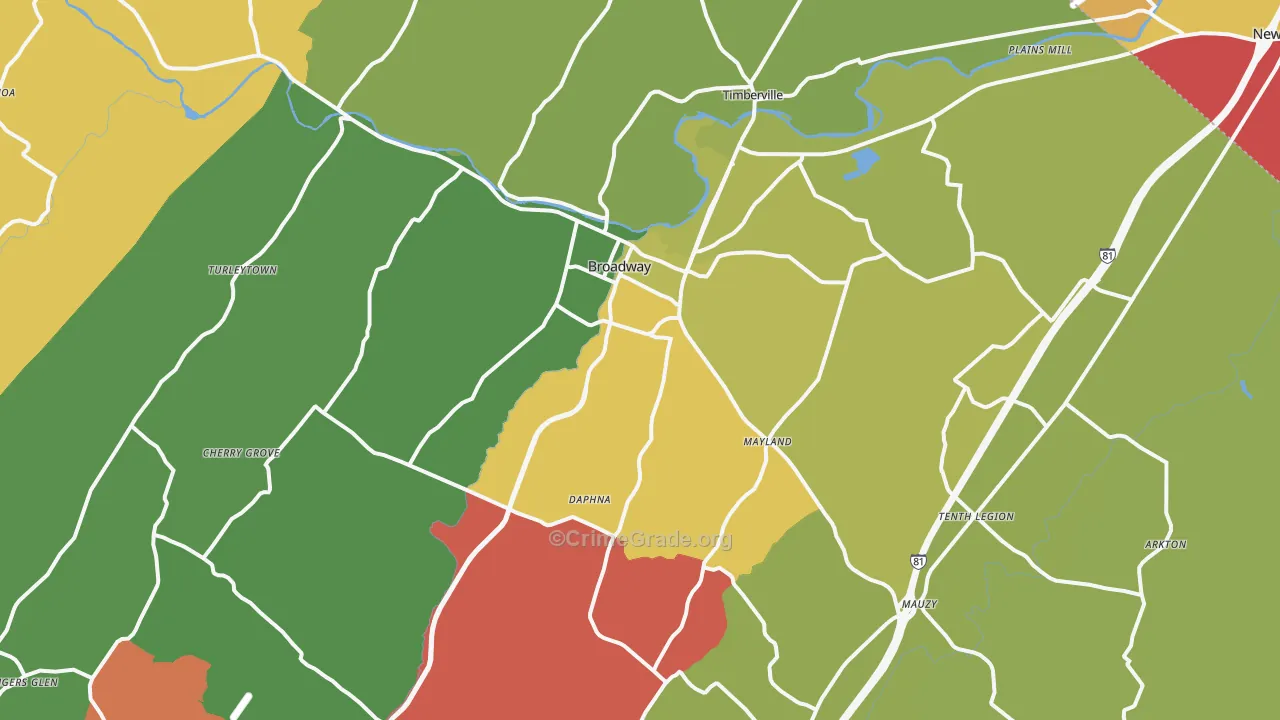 Broadway, VA Map of Drug-Related Crime Rates