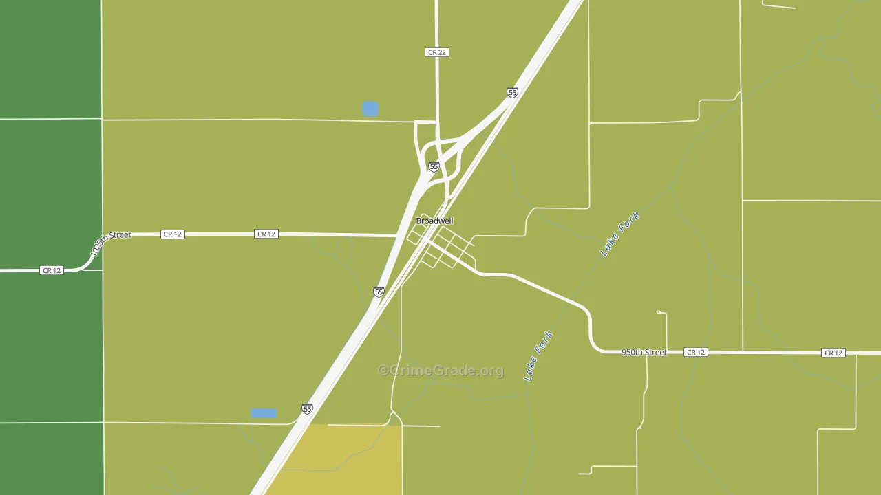 Broadwell, IL Map of Drug-Related Crime Rates