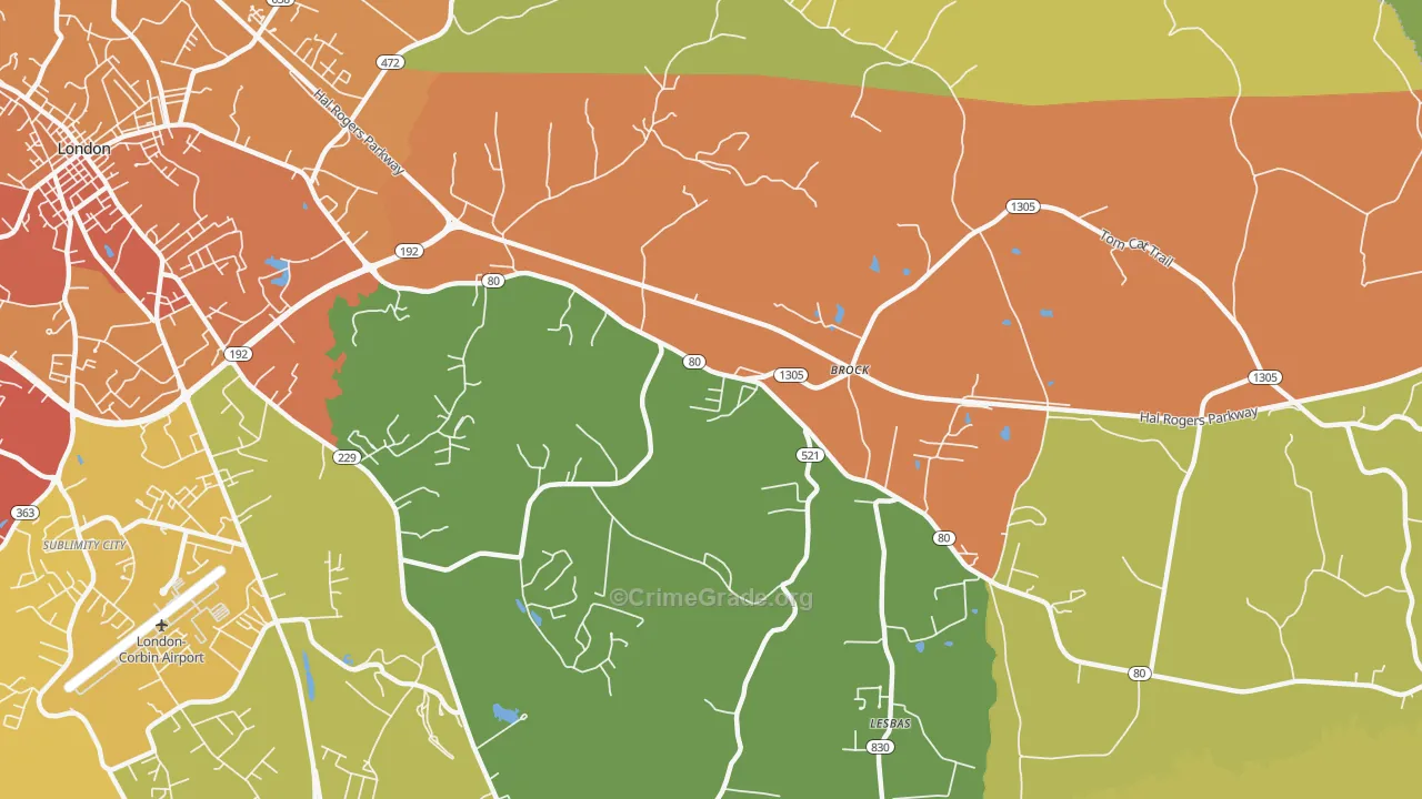 Brock, KY Map of Drug-Related Crime Rates