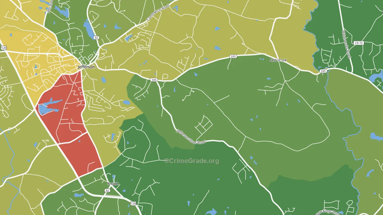 Brockton, GA Map of Drug-Related Crime Rates