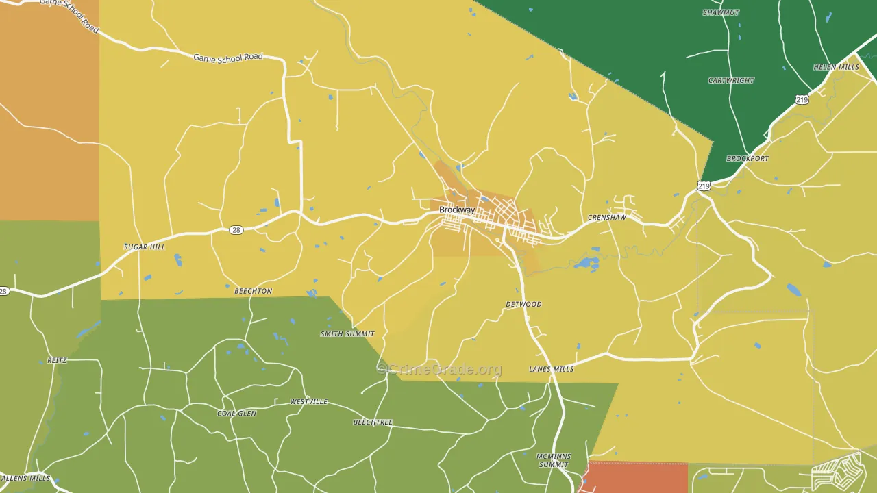 Brockway, PA Map of Drug-Related Crime Rates