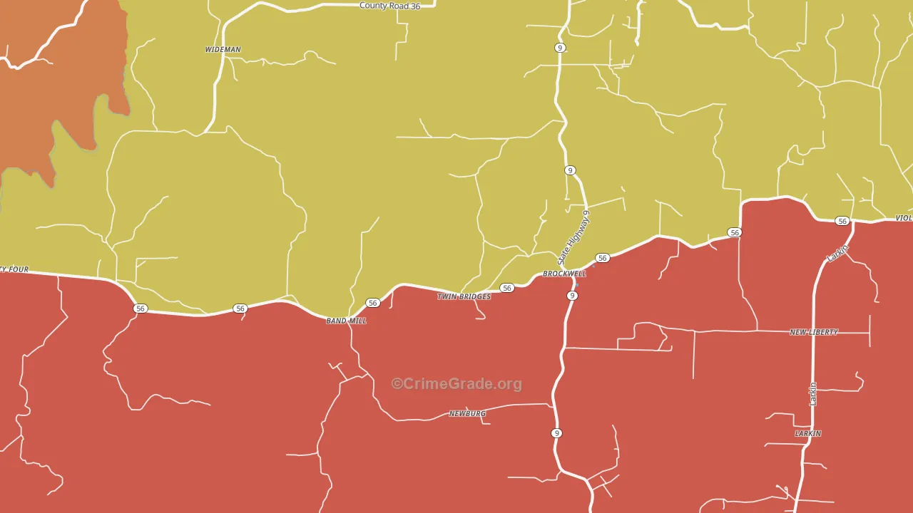 Brockwell, AR Map of Drug-Related Crime Rates