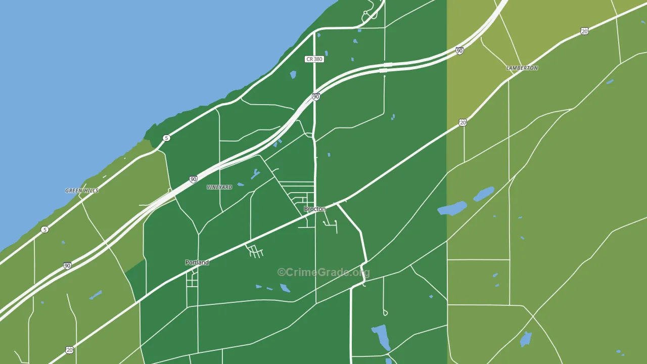 Brocton, NY Map of Drug-Related Crime Rates