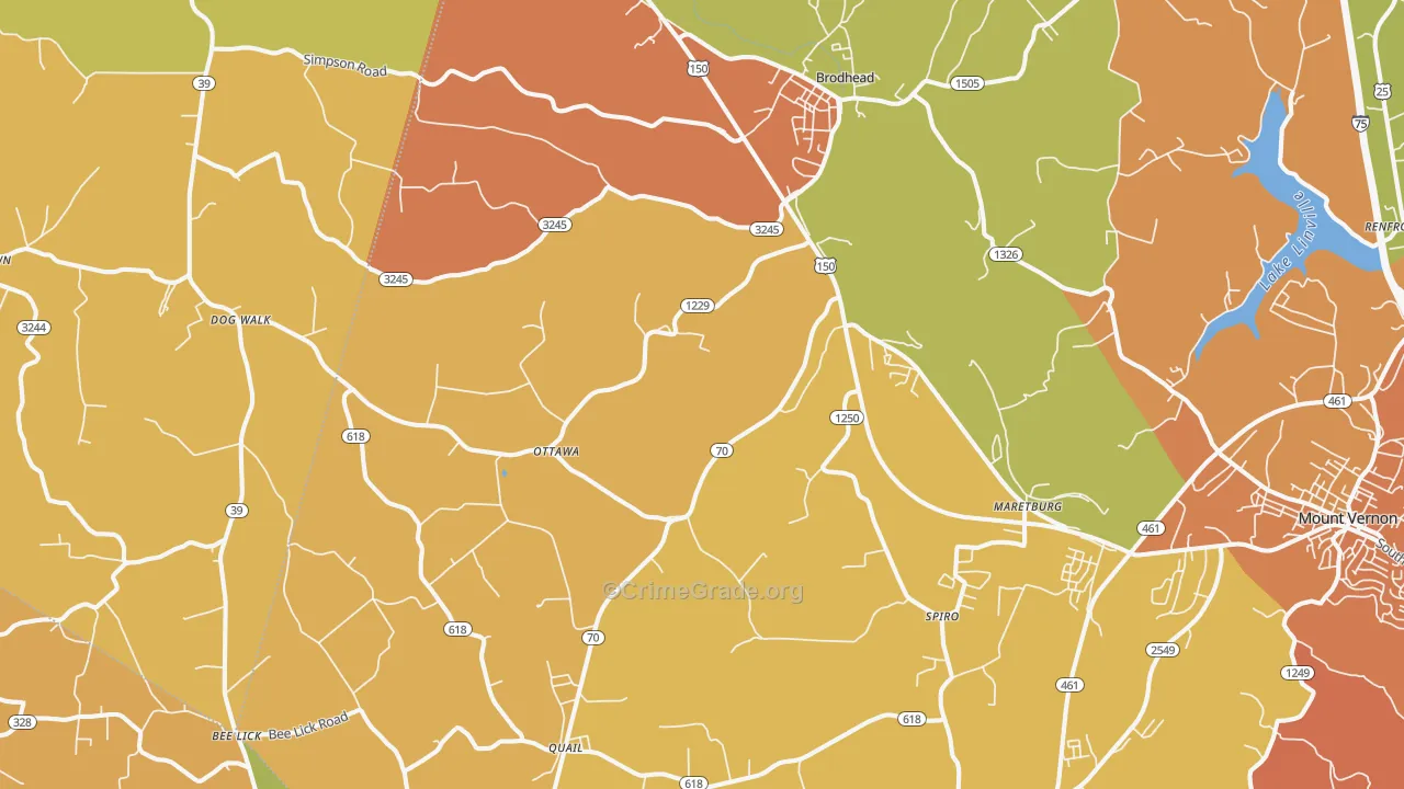 Brodhead, KY Map of Drug-Related Crime Rates