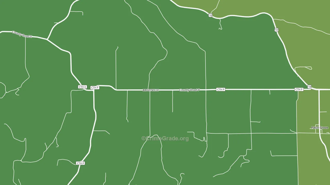 Brodtville, WI Map of Drug-Related Crime Rates