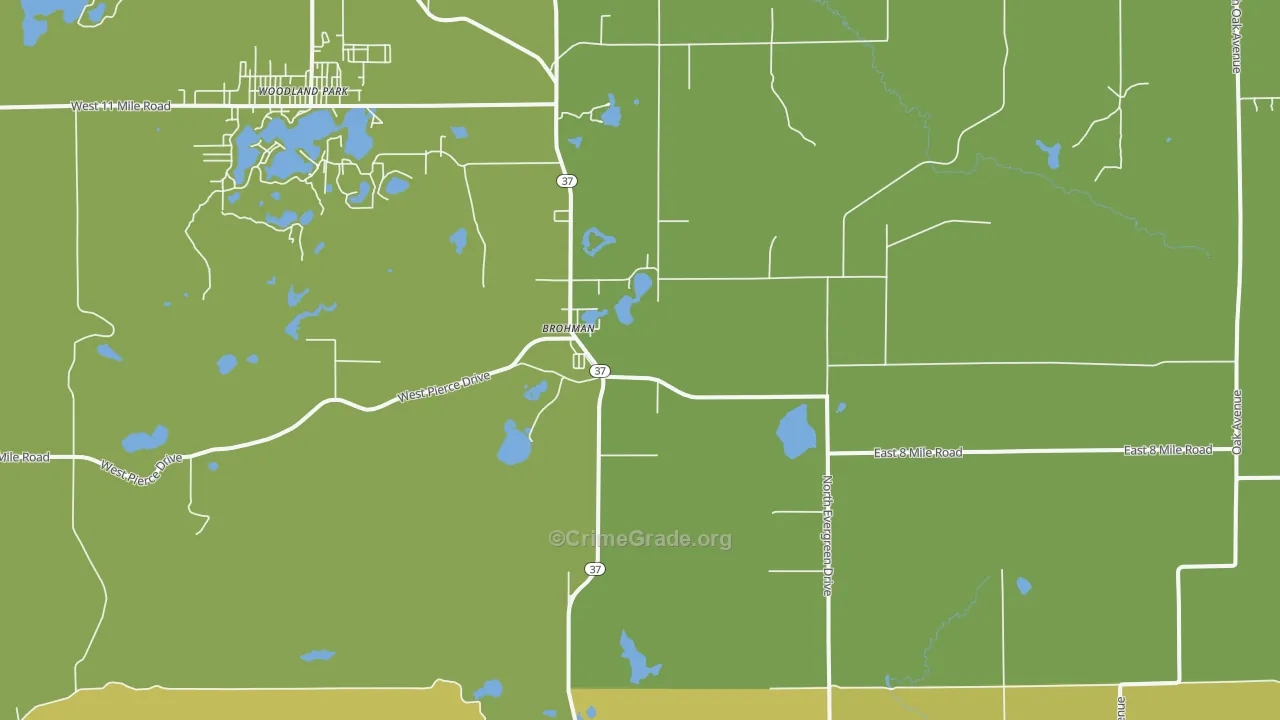 Brohman, MI Map of Drug-Related Crime Rates