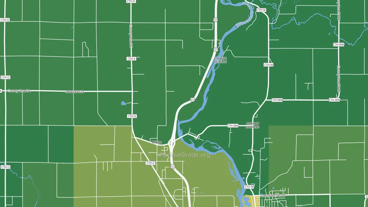 Brokaw, WI Map of Drug-Related Crime Rates