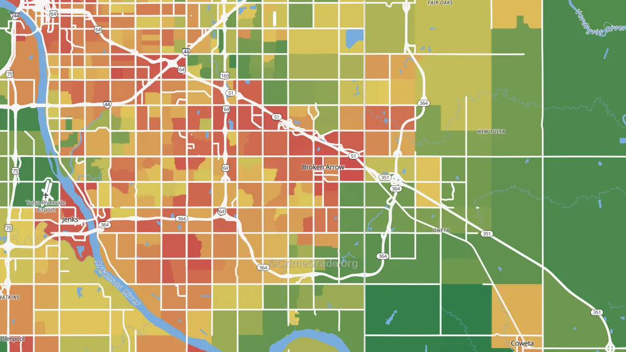 Broken Arrow, OK Map of Drug-Related Crime Rates