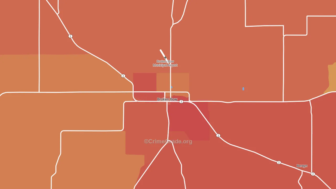 Broken Bow, NE Map of Drug-Related Crime Rates