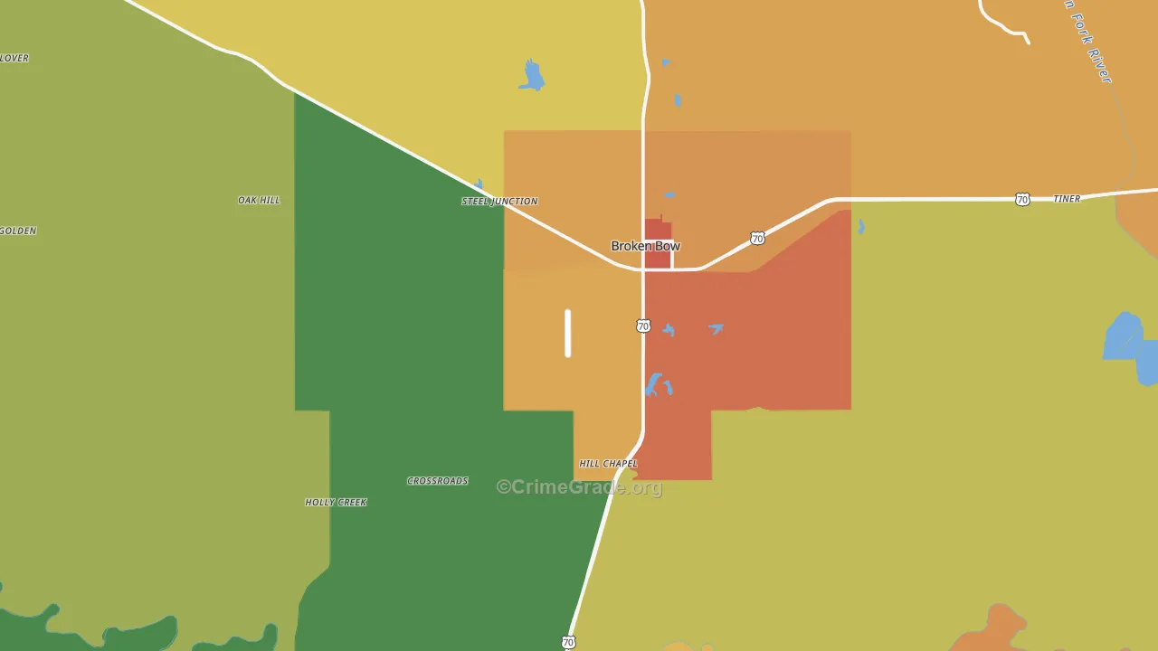 Broken Bow, OK Map of Drug-Related Crime Rates