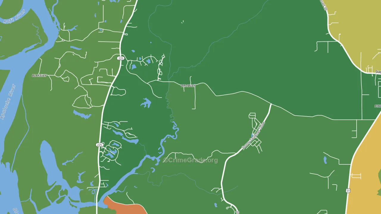 Bromley, AL Map of Drug-Related Crime Rates