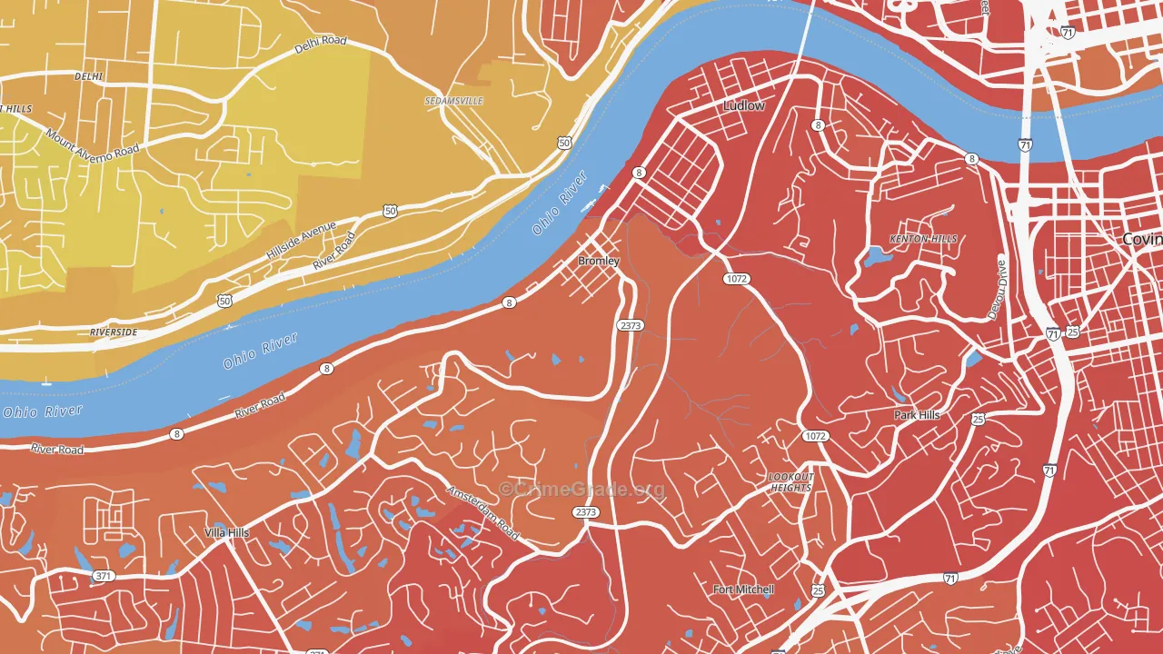Bromley, KY Map of Drug-Related Crime Rates
