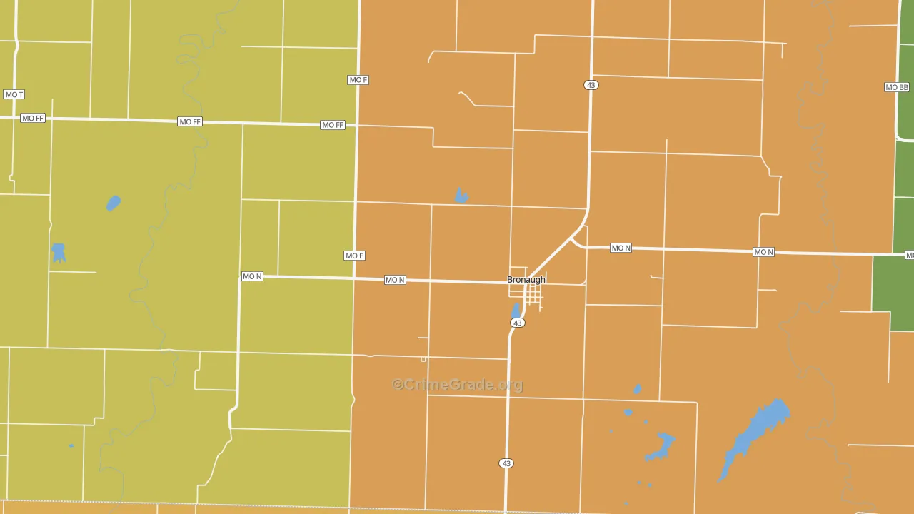 Bronaugh, MO Map of Drug-Related Crime Rates