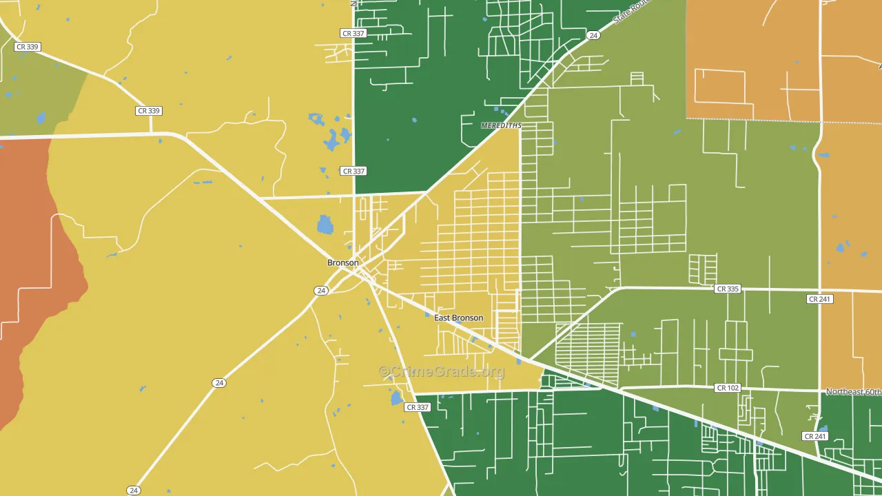 Bronson, FL Map of Drug-Related Crime Rates