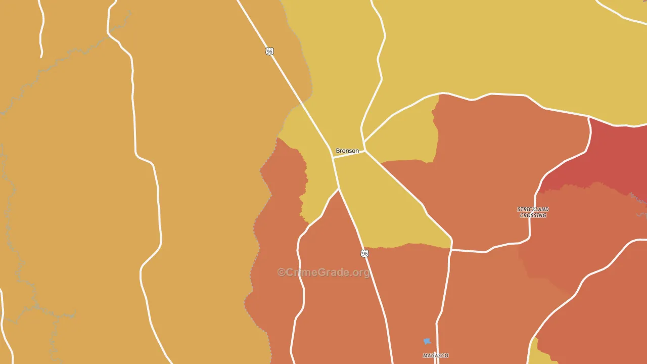 Bronson, TX Map of Drug-Related Crime Rates