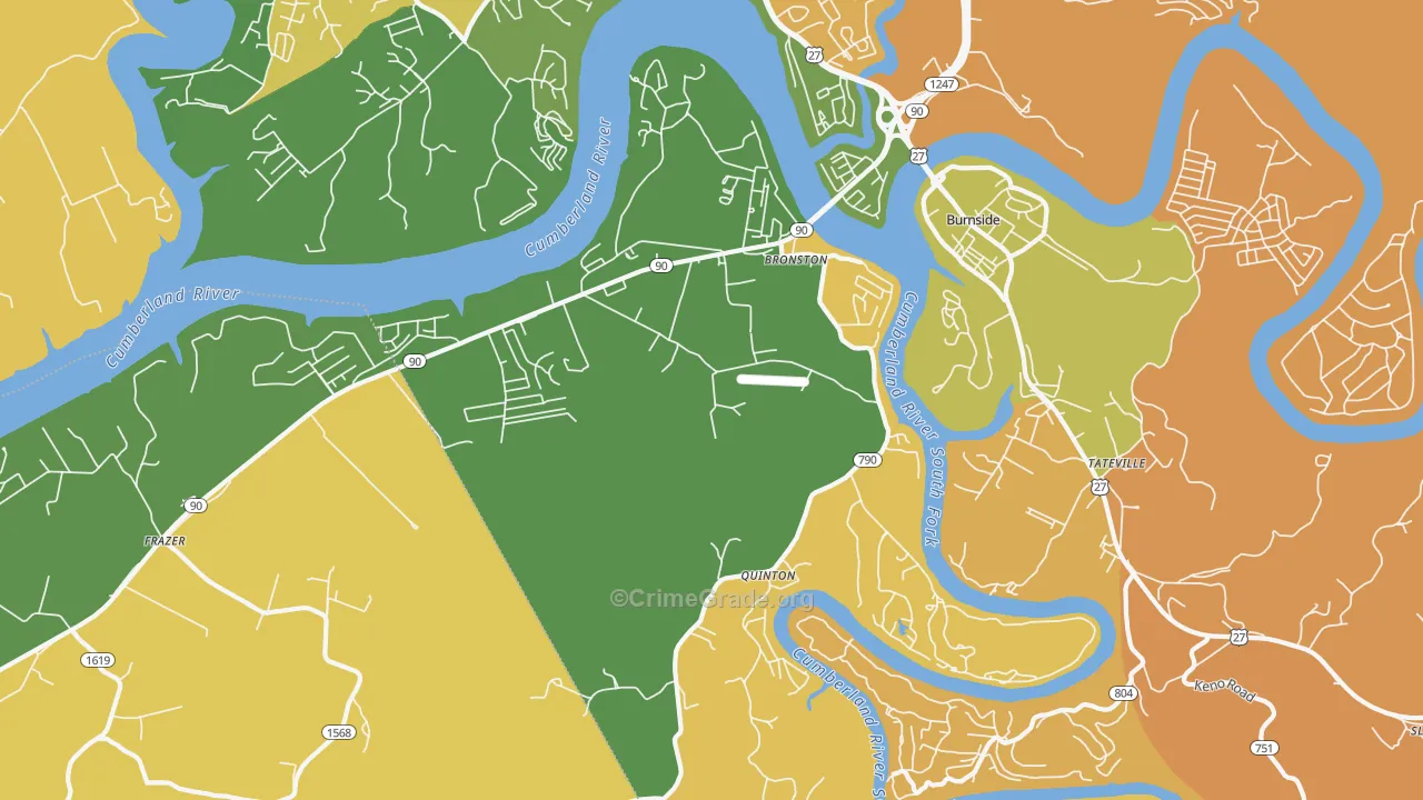 Bronston, KY Map of Drug-Related Crime Rates
