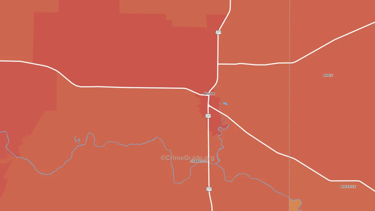 Bronte, TX Map of Drug-Related Crime Rates
