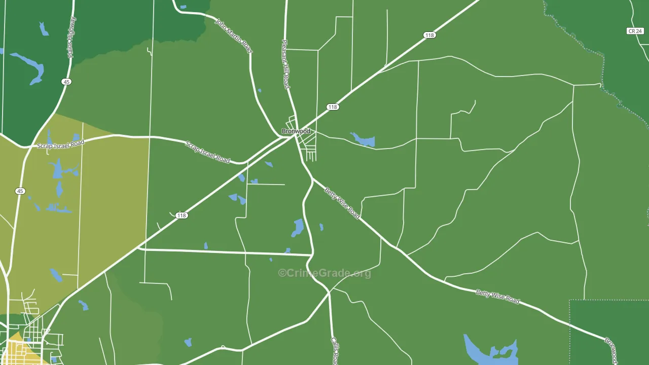 Bronwood, GA Map of Drug-Related Crime Rates