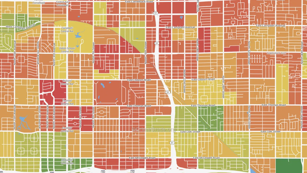 Bronze Boot, Phoenix, AZ Map of Drug-Related Crime Rates