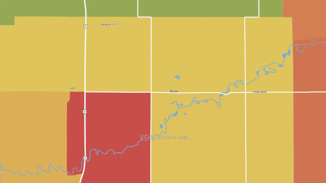Brook, IN Map of Drug-Related Crime Rates