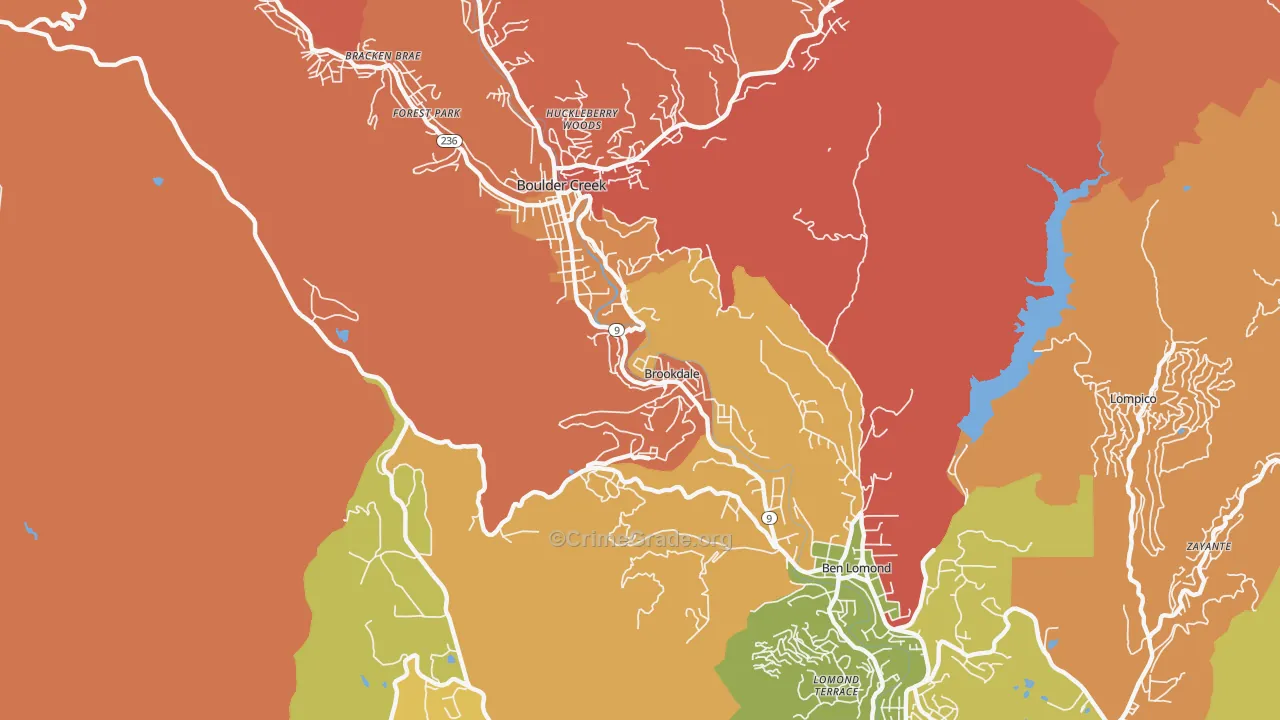 Brookdale, CA Map of Drug-Related Crime Rates