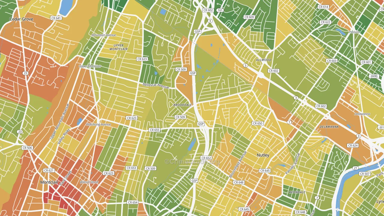 Brookdale, NJ Map of Drug-Related Crime Rates