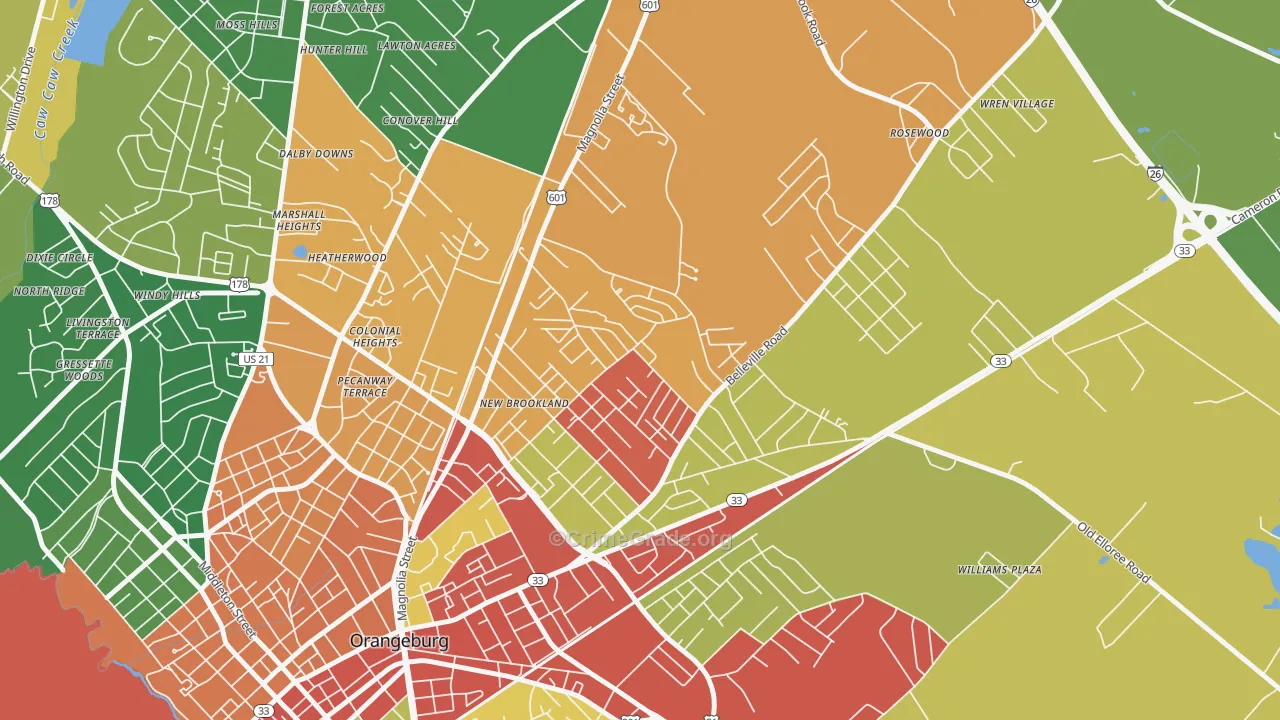 Brookdale, SC Map of Drug-Related Crime Rates