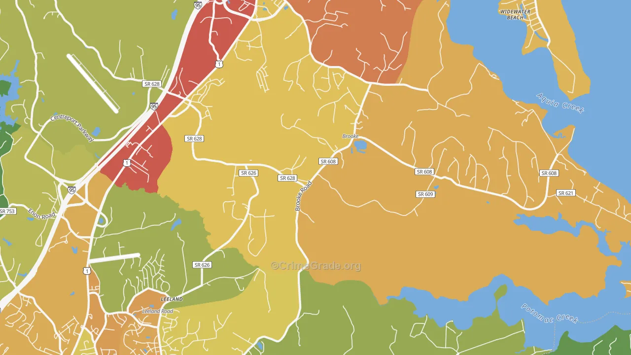 Brooke, VA Map of Drug-Related Crime Rates