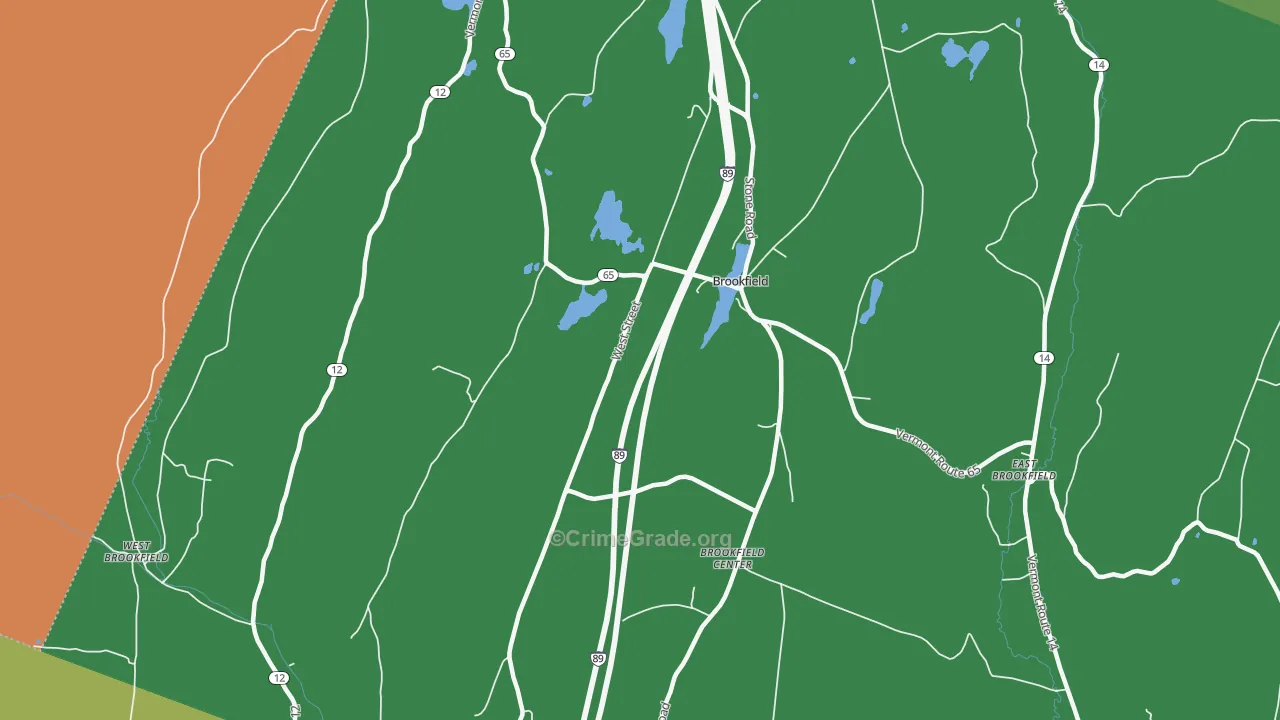 Brookfield Center, VT Map of Drug-Related Crime Rates
