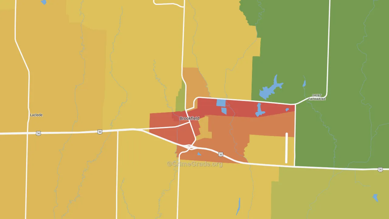 Brookfield, MO Map of Drug-Related Crime Rates
